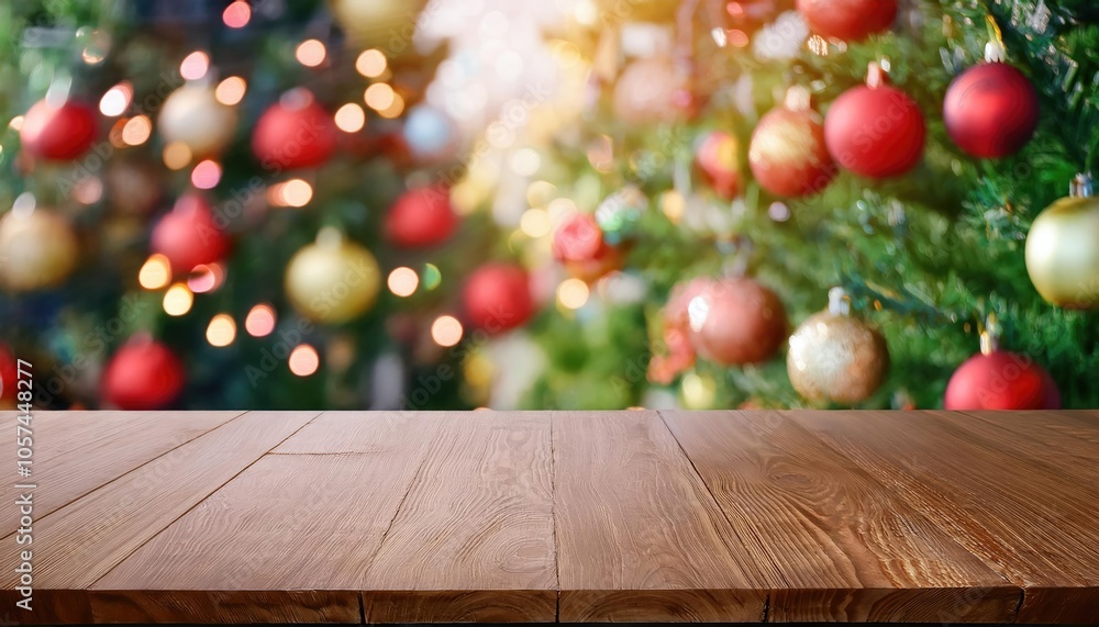 empty table top with blur background of Christmas, abstract blurred Christmas decorations background empty table top with blur background of Christmas, abstract blurred Christmas decorations background
