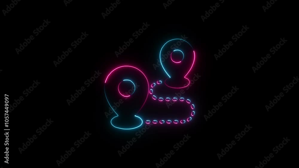 Location pointers sign, pin icon, navigation map search concept, Map distance sign animated on black background. k1_1823 Location pointers sign, pin icon, navigation map search concept, Map distance sign animated on black background. k1_1823