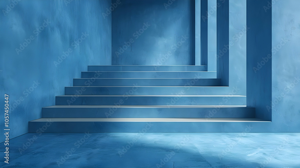 Blue Concrete Staircase Abstract Background Blue Concrete Staircase Abstract Background