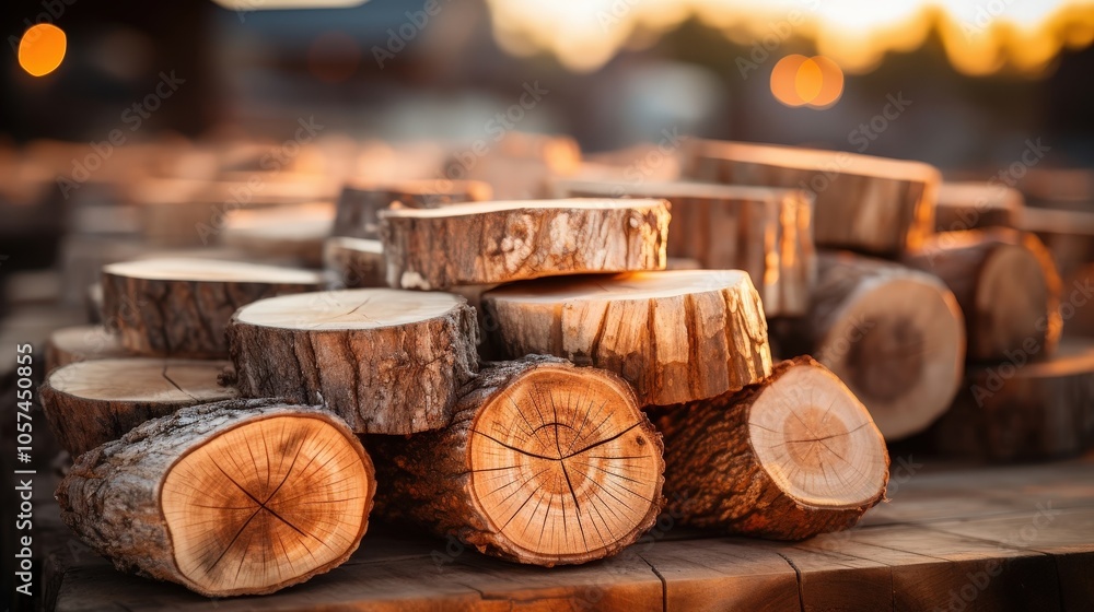 A close-up view of rustic wood logs with natural grain patterns, arranged in a random stack, revealing the beauty of their circular cross-sections against a blurred background. A close-up view of rustic wood logs with natural grain patterns, arranged in a random stack, revealing the beauty of their circular cross-sections against a blurred background.