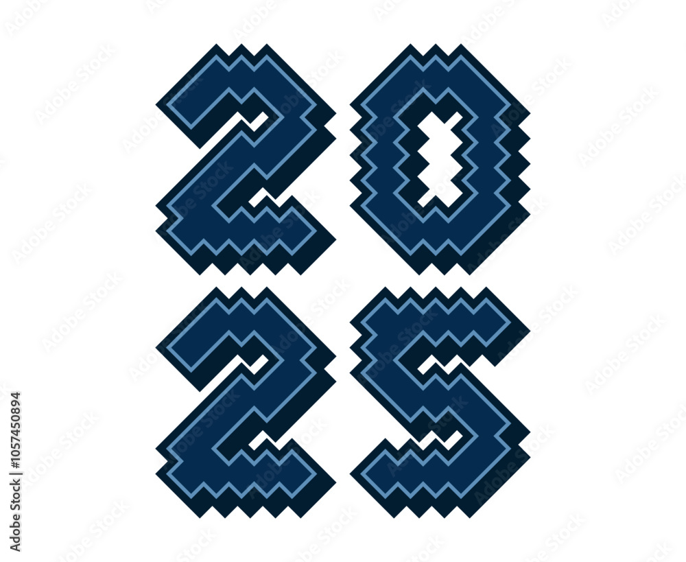 Happy New Year 2025 Holiday Design Blue Elegant Abstract Vector Illustration Happy New Year 2025 Holiday Design Blue Elegant Abstract Vector Illustration