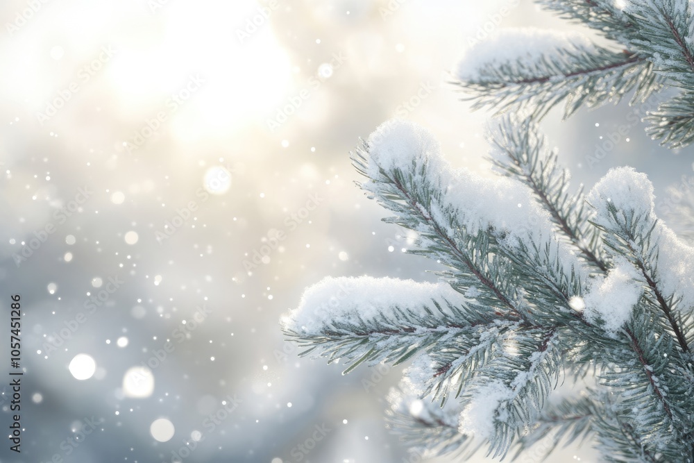 Winter background with snowy spruce Winter background with snowy spruce