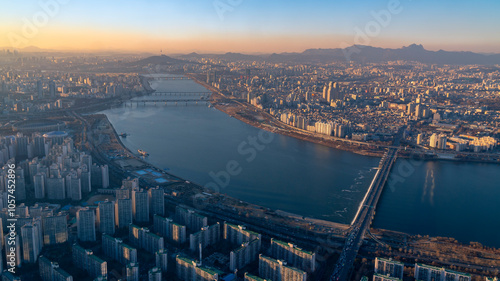 Obraz na płótnie Seoul in winter is a beautiful city.Seoul city,South Korea w salonie