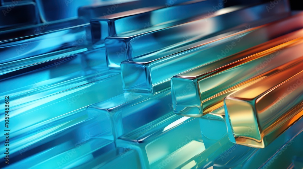 Abstract arrangement of colorful glass tubes reflecting light. Abstract arrangement of colorful glass tubes reflecting light.