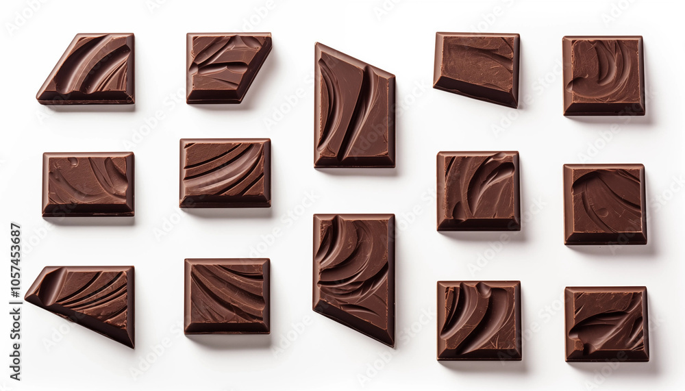 Milk Chocolate Pieces on White Background Milk Chocolate Pieces on White Background