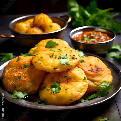 Fluffy Poori with Spicy Potato Bhaji