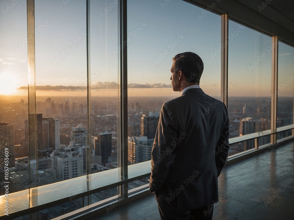Fototapeta premium silhouette of a confident business professional in various city locations
