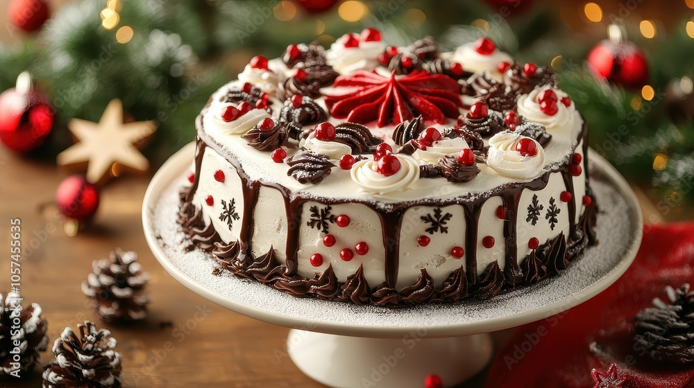 New Year's cake on the table. Selective focus New Year's cake on the table. Selective focus
