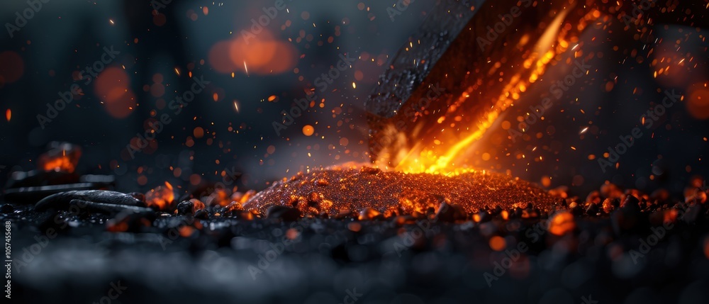 Workers Melting Ores in High Temperature Environment Workers Melting Ores in High Temperature Environment