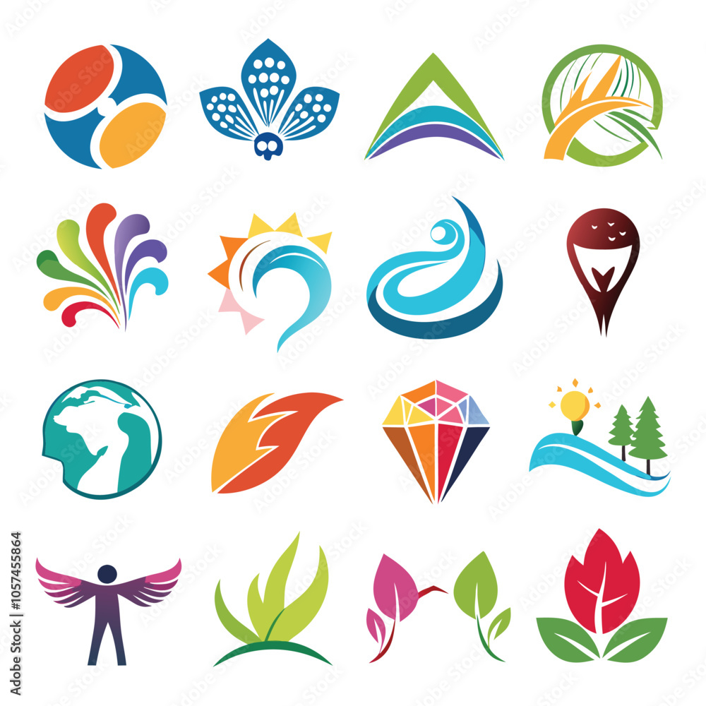 Multicolor Art Logo Collection with Vibrant Silhouettes Multicolor Art Logo Collection with Vibrant Silhouettes