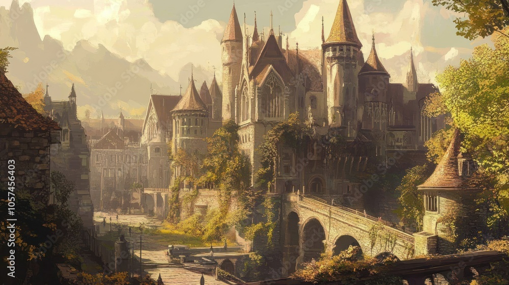 Fototapeta premium Medieval Castle Town