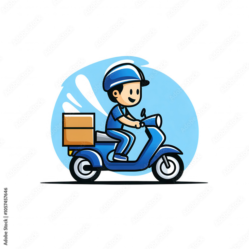 Delivery Rider on Motorbike in Open Sky Delivery Rider on Motorbike in Open Sky