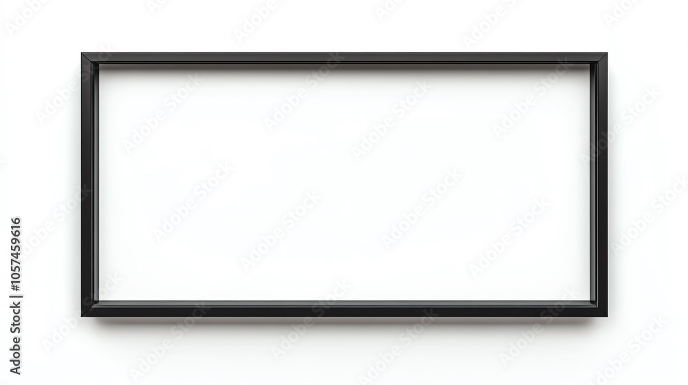 Black picture frame on white background, ideal for showcasing artwork or photography. Black picture frame on white background, ideal for showcasing artwork or photography.