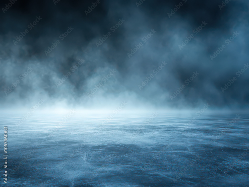 A misty and mysterious blue landscape with a textured surface. A misty and mysterious blue landscape with a textured surface.