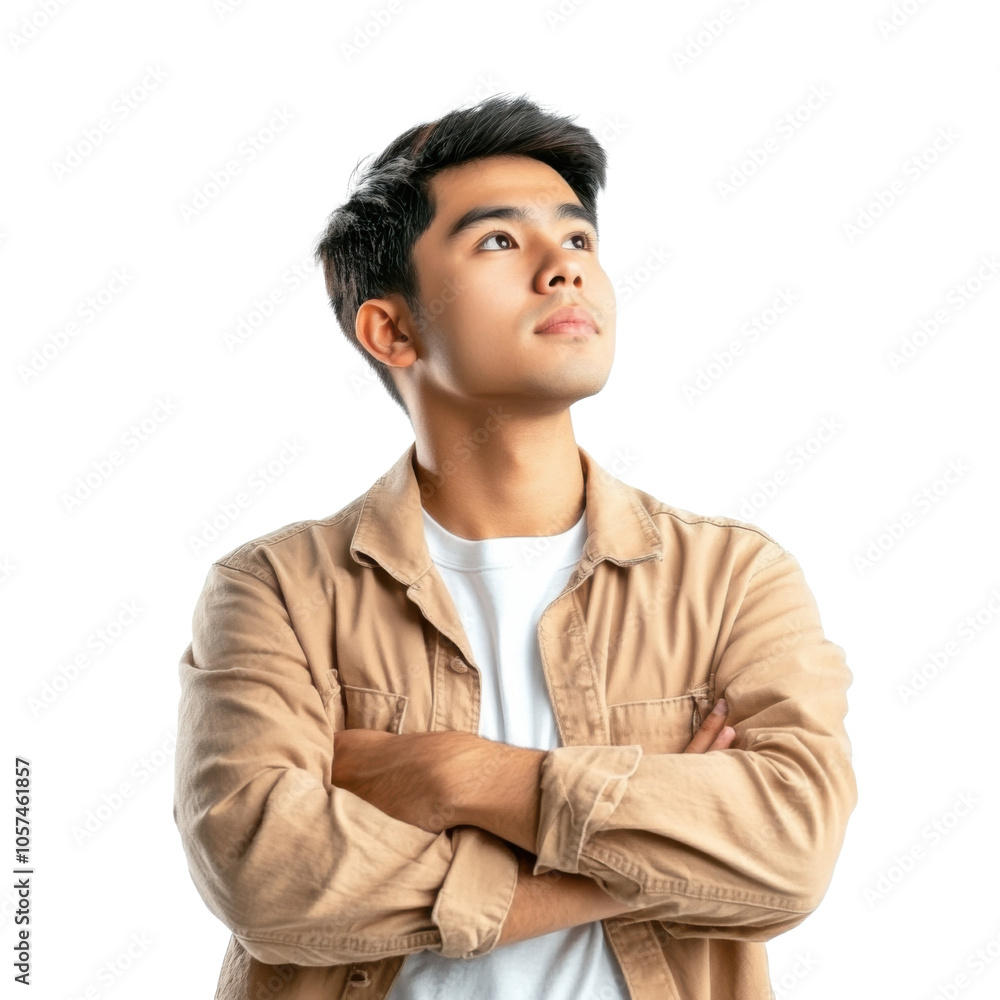 Thoughtful Young Adult in Casual Attire Reflecting on Life's Journey Thoughtful Young Adult in Casual Attire Reflecting on Life's Journey