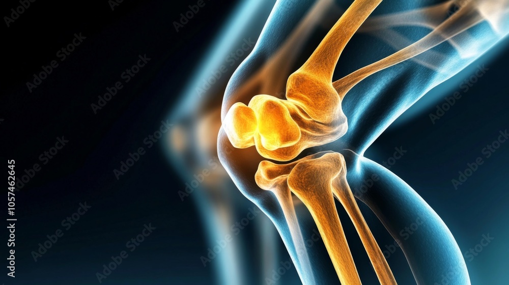 Postoperative Knee Joint Replacement X-ray Revealing Surgical Site and Healing Process on the Right Side