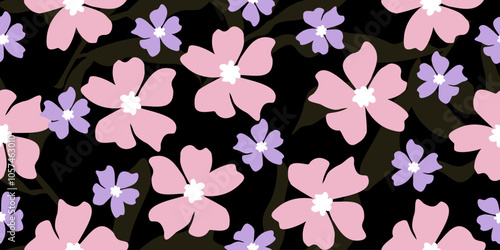 Wallpaper Mural Hand drawn flowers seamless patterns  ornate spring bohemian for fabric, textiles, clothing, wrapping paper, cover, banner, interior decor, abstract backgrounds. Torontodigital.ca