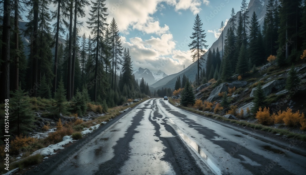 Slippery winter road Slippery winter road