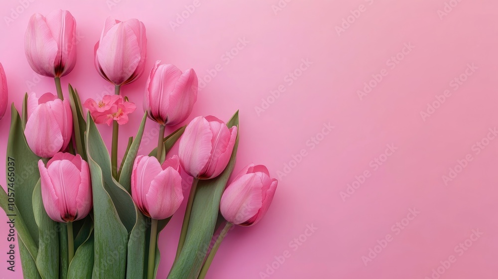 Pink tulips birthday greeting card featuring a floral background with space for text ideal for spring celebrations like Easter Women s Day and Mother s Day Pink tulips birthday greeting card featuring a floral background with space for text ideal for spring celebrations like Easter Women s Day and Mother s Day