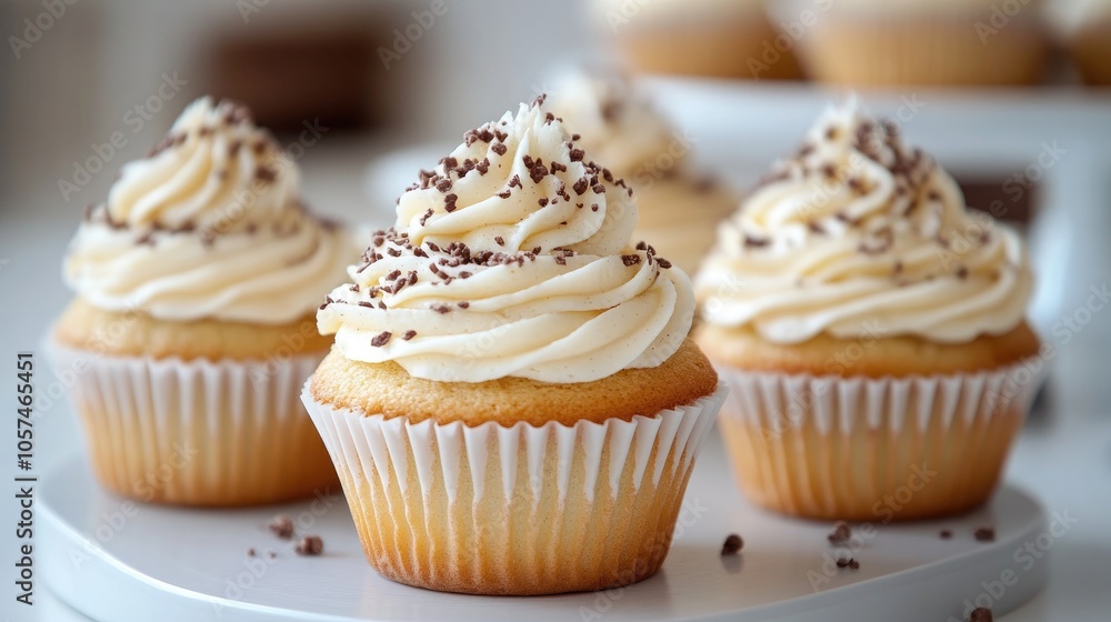 Delicious vanilla cupcakes beautifully presented in a high quality image Delicious vanilla cupcakes beautifully presented in a high quality image