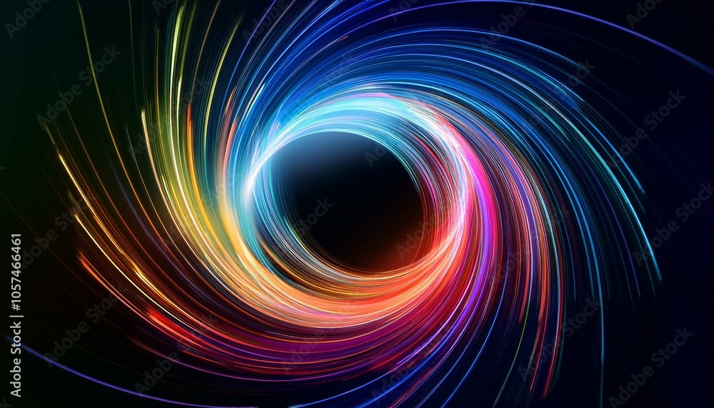 Abstract colorful swirl of light trails on dark background. Ai generative. Abstract colorful swirl of light trails on dark background. Ai generative.