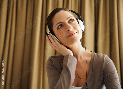 Woman Wearing Headphones photo