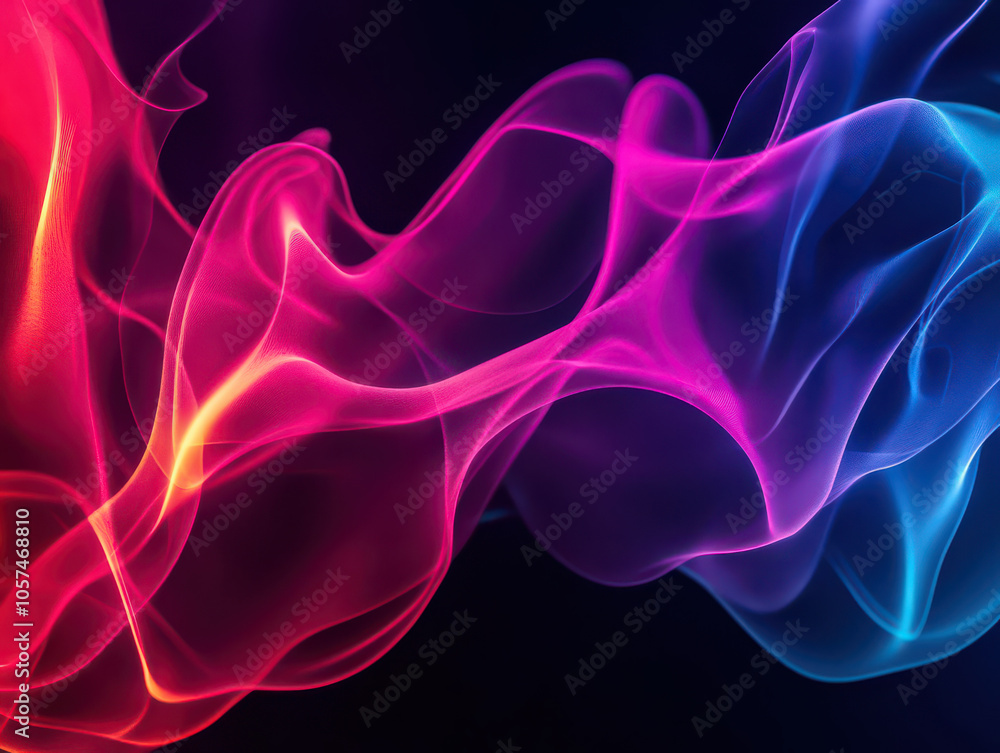Naklejka premium Abstract colorful smoke with red, pink, and blue hues against a black background.