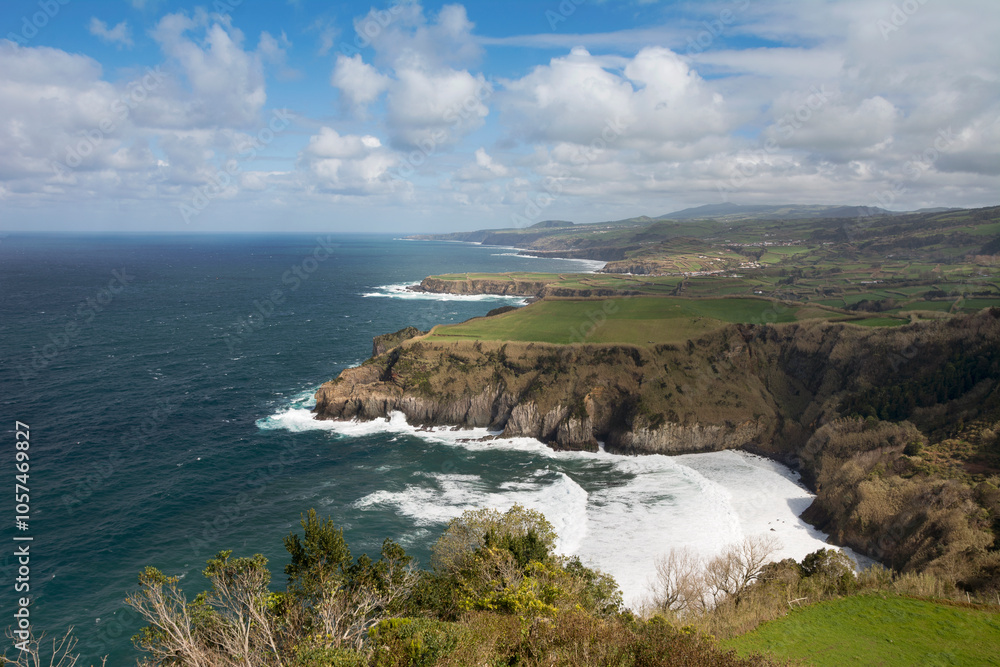 Portugal, Azores, Sao Miguel, Cliff line at Ferraria Portugal, Azores, Sao Miguel, Cliff line at Ferraria