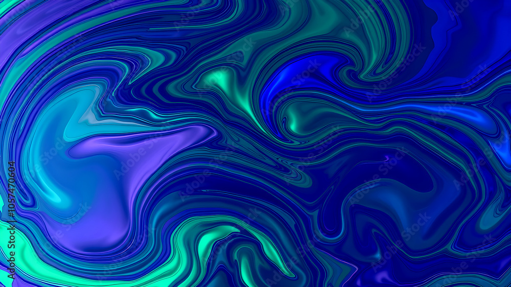 Fototapeta premium Blue and green abstract background. Digital generated image with a psychedelic pattern.