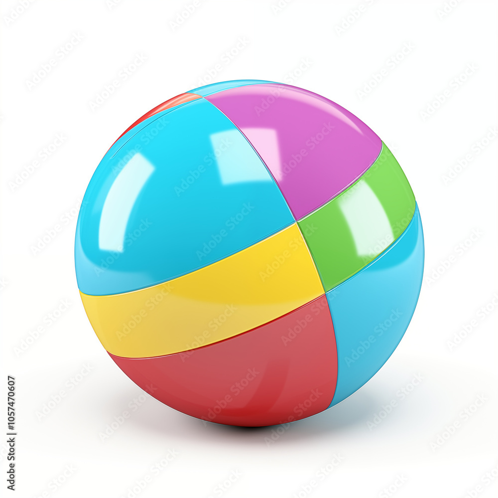 Colorful 3D Rendered Plastic Ball with Geometric Design Colorful 3D Rendered Plastic Ball with Geometric Design