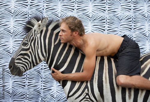 Man with Zebra photo