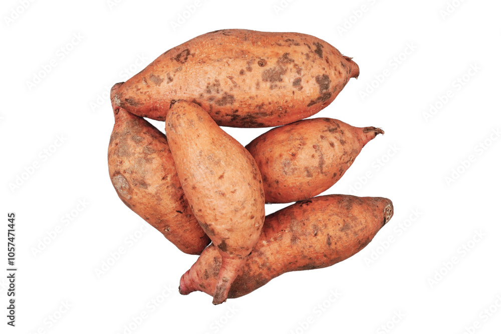 Pile of sweet potatoes isolated transparent Pile of sweet potatoes isolated transparent