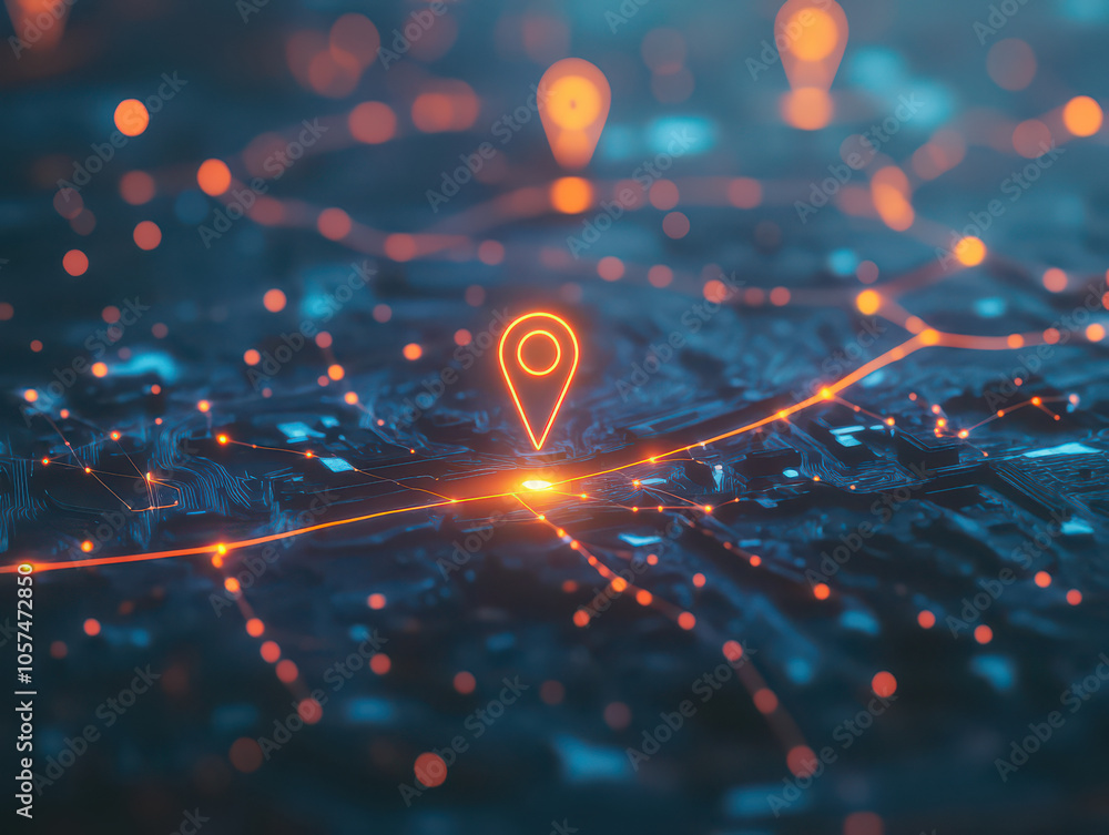 A glowing location pin illuminates a digital map, symbolizing the power of location technology. A glowing location pin illuminates a digital map, symbolizing the power of location technology.