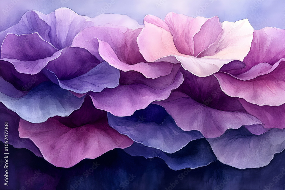 A vibrant depiction of layered petals in shades of purple, creating a soft, dreamy floral arrangement. A vibrant depiction of layered petals in shades of purple, creating a soft, dreamy floral arrangement.