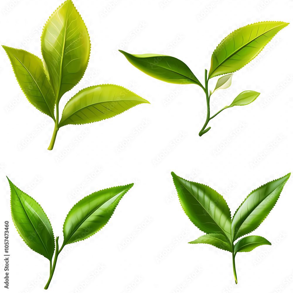 Green tea leaves isolated on white background Green tea leaves isolated on white background