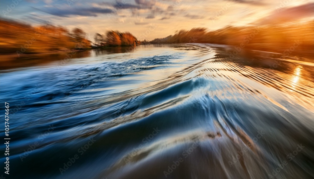 Waves ripple in the golden hour Waves ripple in the golden hour
