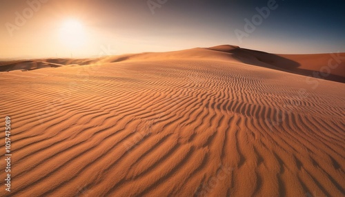 Golden sand dunes under a clear sky