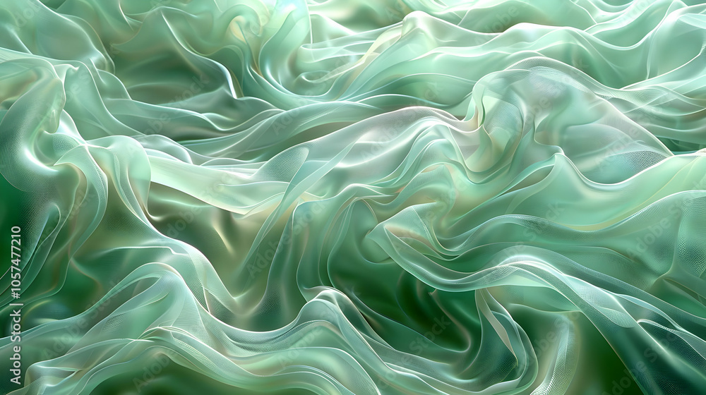 Abstract Green Wavy Background - 3D Render Abstract Green Wavy Background - 3D Render
