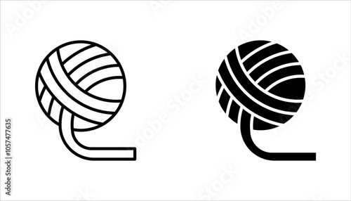 Yarn balls of thread icon set. Knitting, crochet vector flat sign, vector illustration on white background
