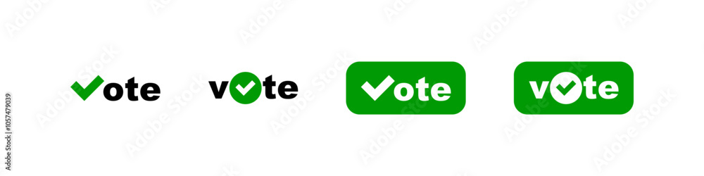 Vote with checkmark vector button icons set Vote with checkmark vector button icons set