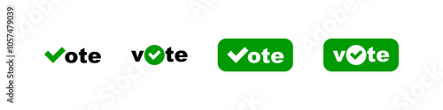 Vote with checkmark vector button icons set