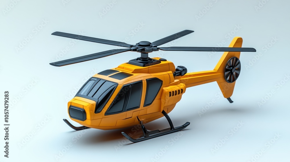 Fototapeta premium A 3D model of a toy helicopter with a blank label on the tail rotor.