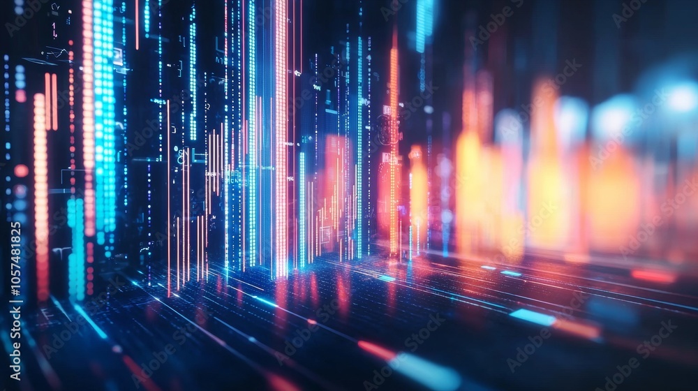Futuristic digital data interface in blue and orange Futuristic digital data interface in blue and orange