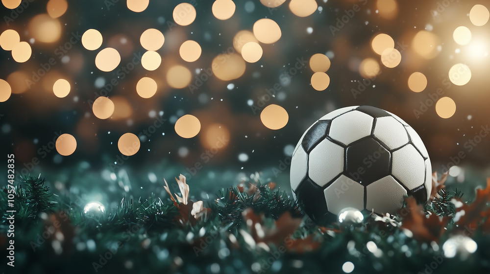 Fototapeta premium soccer ball christmas ornament and christmas decoration