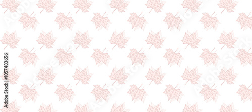 Seamless pattern with pink autumn maple leaves