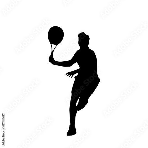 Silhouette of a man playing tennis