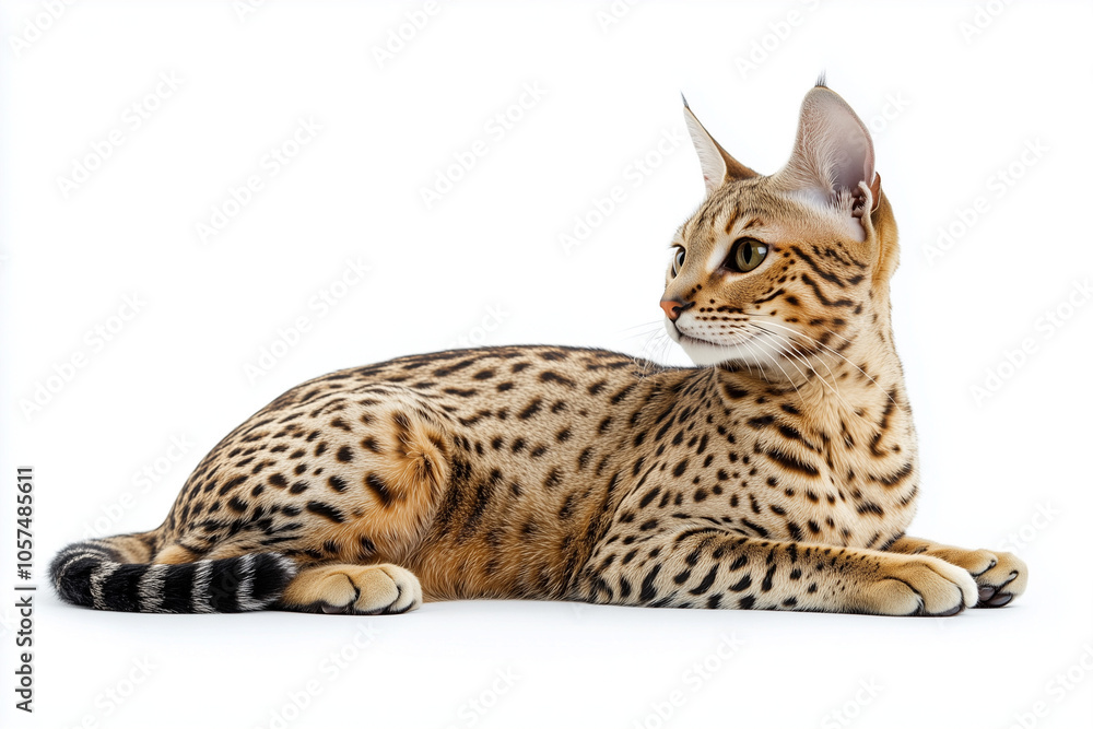 Fototapeta premium Egyptian Mau cat isolated on white background.