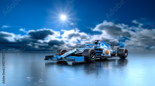 Formula 1 Car with Argentinian Flag on Open Road