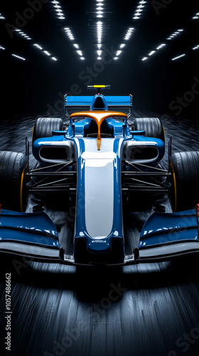 Formula 1 Car in Dramatic Studio Lighting with Argentine Colors photo