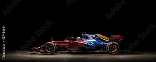 Side Profile of Formula 1 Car with Venezuelan Flag Livery on Black Background
